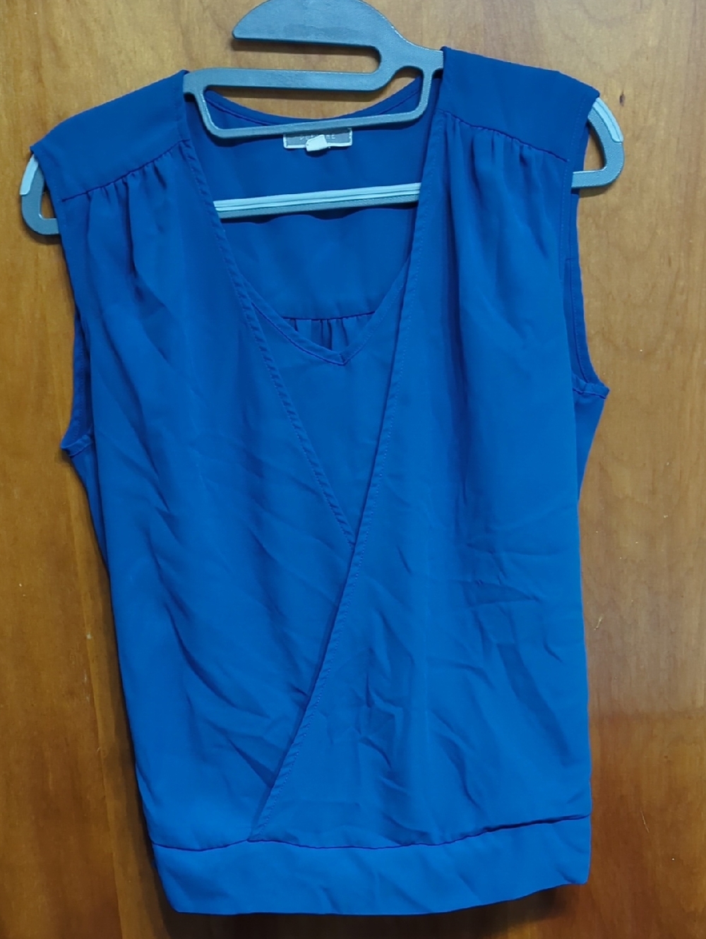 Pleione Sleeveless V-Neck Faux Wrap-Front Camisole in Blue